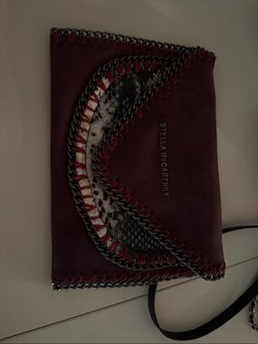 Stella McCartney Burgundy and Black Chain-Trim Crossbody Bag